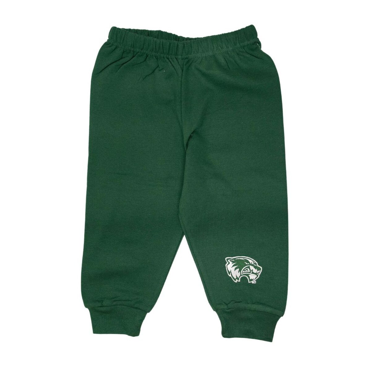 Child Hunter green sweat pants with Wolverine head logo patch on left pant leg